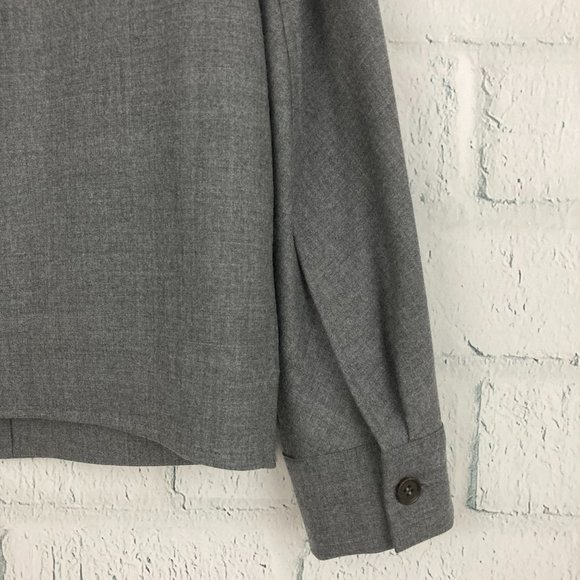 COS Lightweight Wool Shirt Jacket Size 4 Grey Button Up Collarless Shacket - Picture 6 of 9